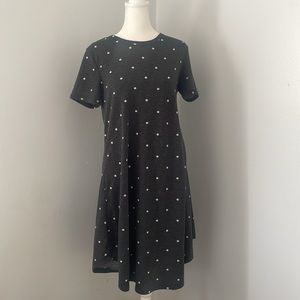 Liam & Co. polka dot gray midi casual dress, size M